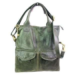 Fossil LLV GREEN GENUINE LEATHER CONVERTIBLE KEY CHAIN SHOULDER BAG TOTE HANDBAG